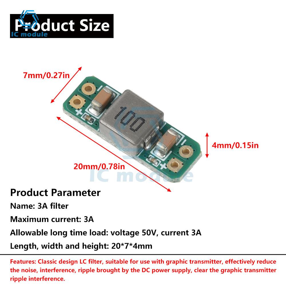 DC 50V 3A LC Power Filter Module Anti-Interference Noise Suppressor for Video Signal Transmission Ripple Interference Filter