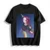 Cyber Style Lila Haare Cooles Mädchen Print Crop Top Street Trendy Bauchnabelfrei Schlankes T-Shirt Reines Baumwoll-T-Shirt
