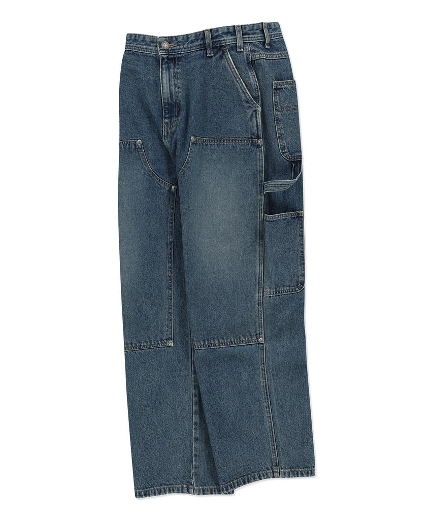 WACKY WILLY Double Knee Multi-Pocket Denim Pants Sky Blue