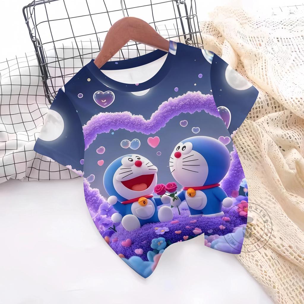 Summer Doraemon 3D Printe Children's Tops Teenagers From T-Shirts For Boys Girls Kids Clothes Short Sleeve