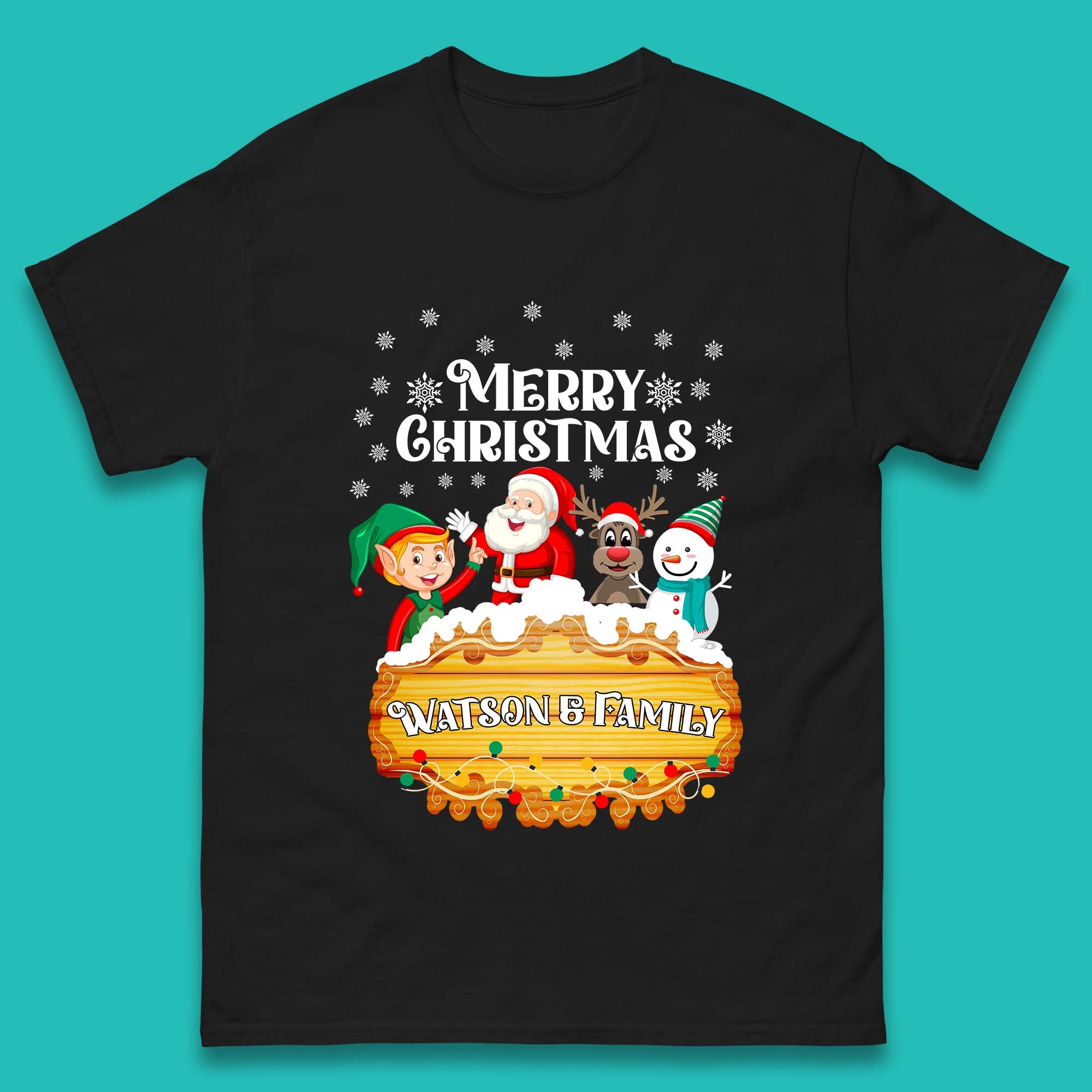 Personalised Merry Christmas Watson Family Santa Claus And Friends Mens T Shirt Womens Tops Tees 2XL