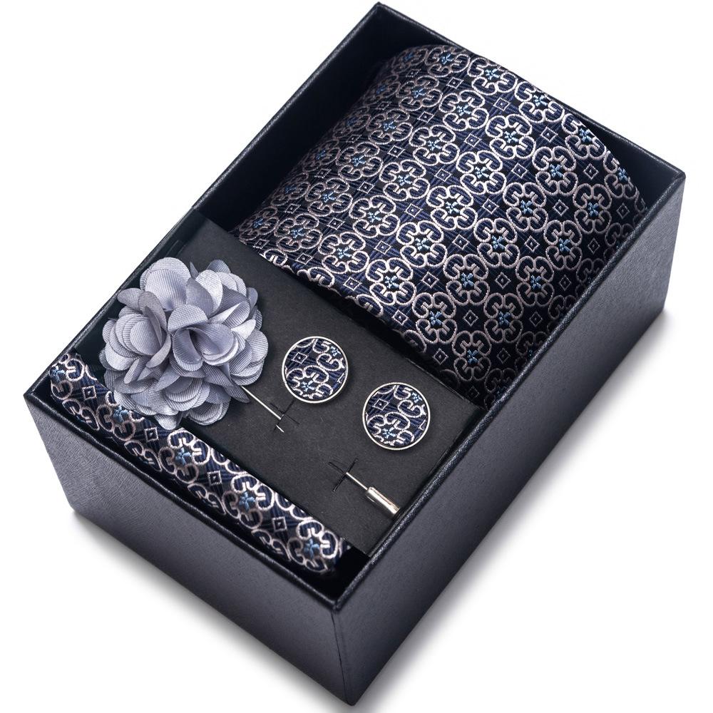 Tie Men'S Suit Accessories Cufflinks Square Scarf Corsage Tie Premium Suit Gift Box Packaging