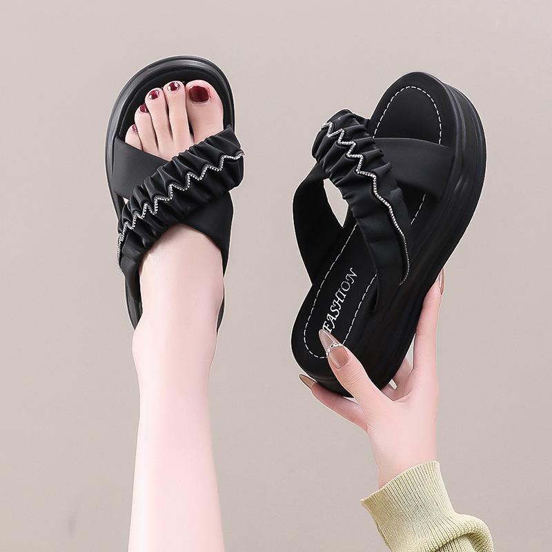 Dicksohlige Hausschuhe Sommer neue Damen Cross-Cool Hausschuhe Studenten Freizeit erhöhend vielseitige dickabsatzige Hausschuhe