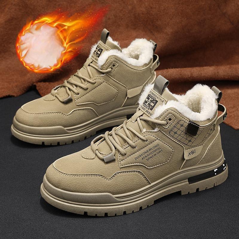 

Зимние мужские ботинки 2025 года, новые плюшевые повседневные модные тенденции, теплые зимние ботинки, водонепроницаемые, удобные, теплые ботильоны Botas Para Hombre 44 хаки