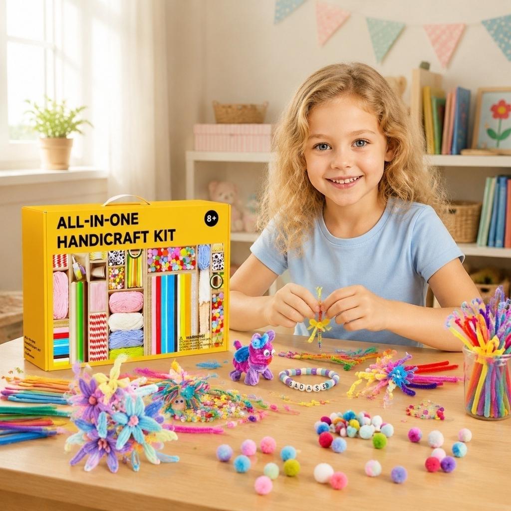 All-In-One Handicraft Kit DIY Creative Toy Set Includes Various Craft Supplies for Kids Ages 8 and Up Educational Arts and Crafts Activity