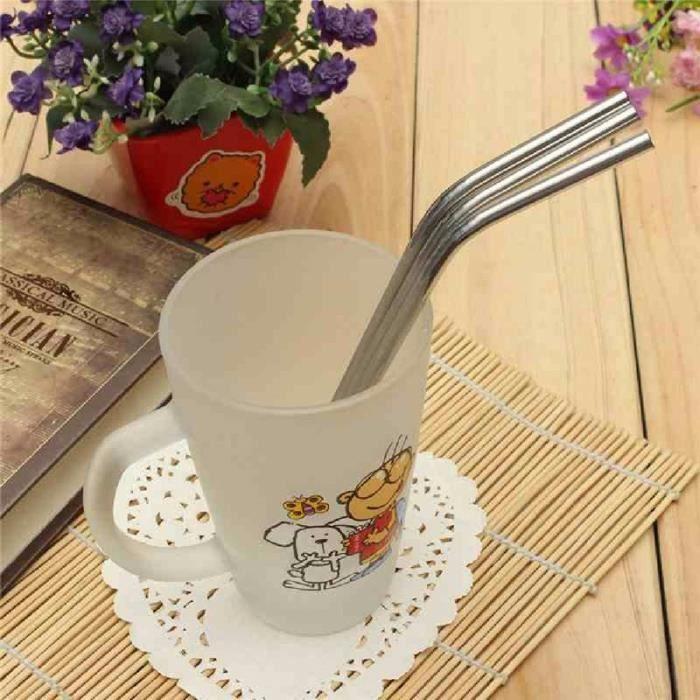 Haute qualité eco friendly en acier inoxydable paille en métal potable paille réutilisable pailles brosse nettoyeur ensemble argent