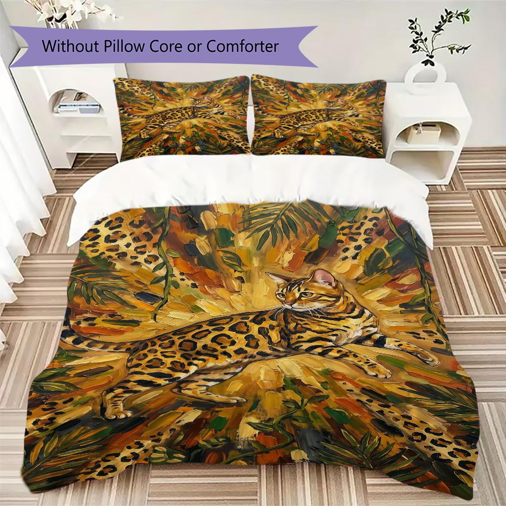 Cute kitten Pattern Bedding uilt Set uilt Cover Pillowcase Home Decoration Birthday Gift (1 * duvet cover + 2 * pillowcase without core)