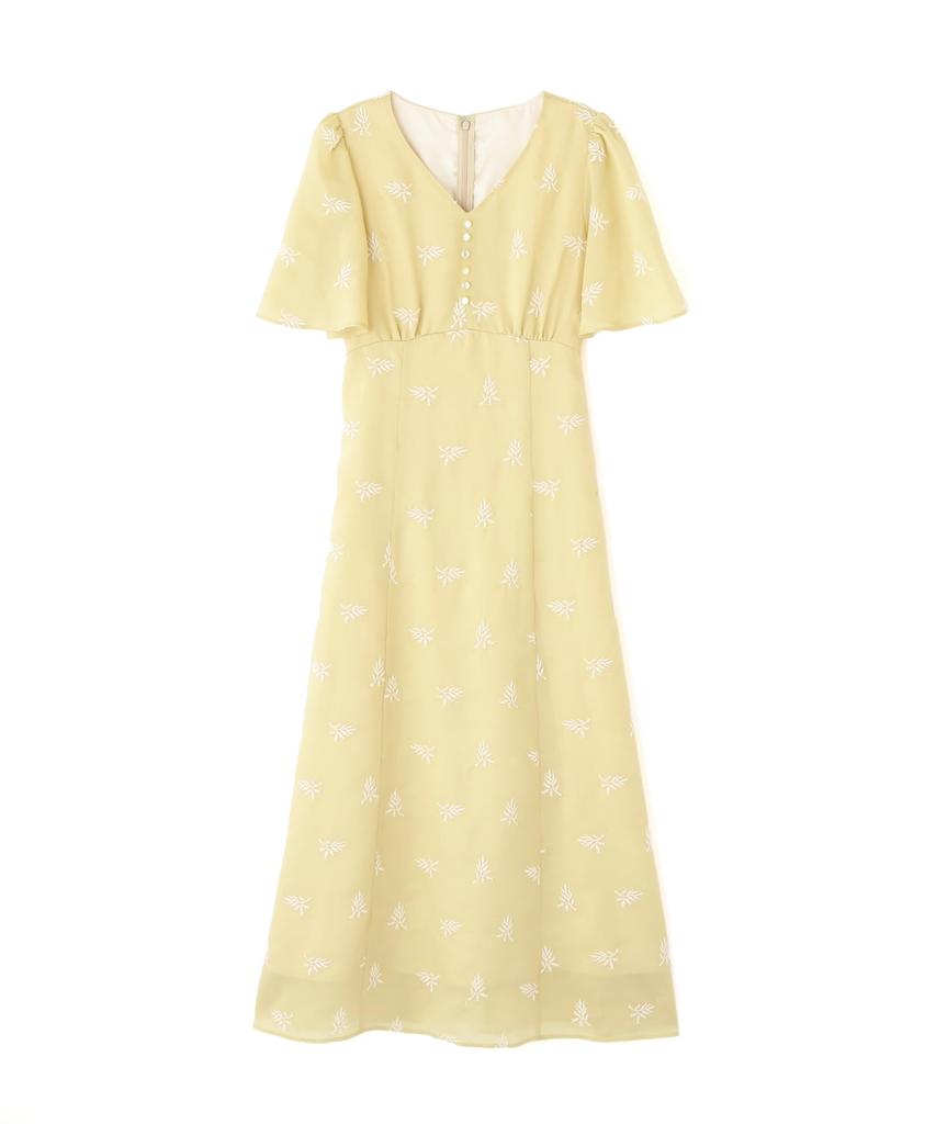 Body Floral Embroidered Yellow [Proportion Dressing] Women's Dress,