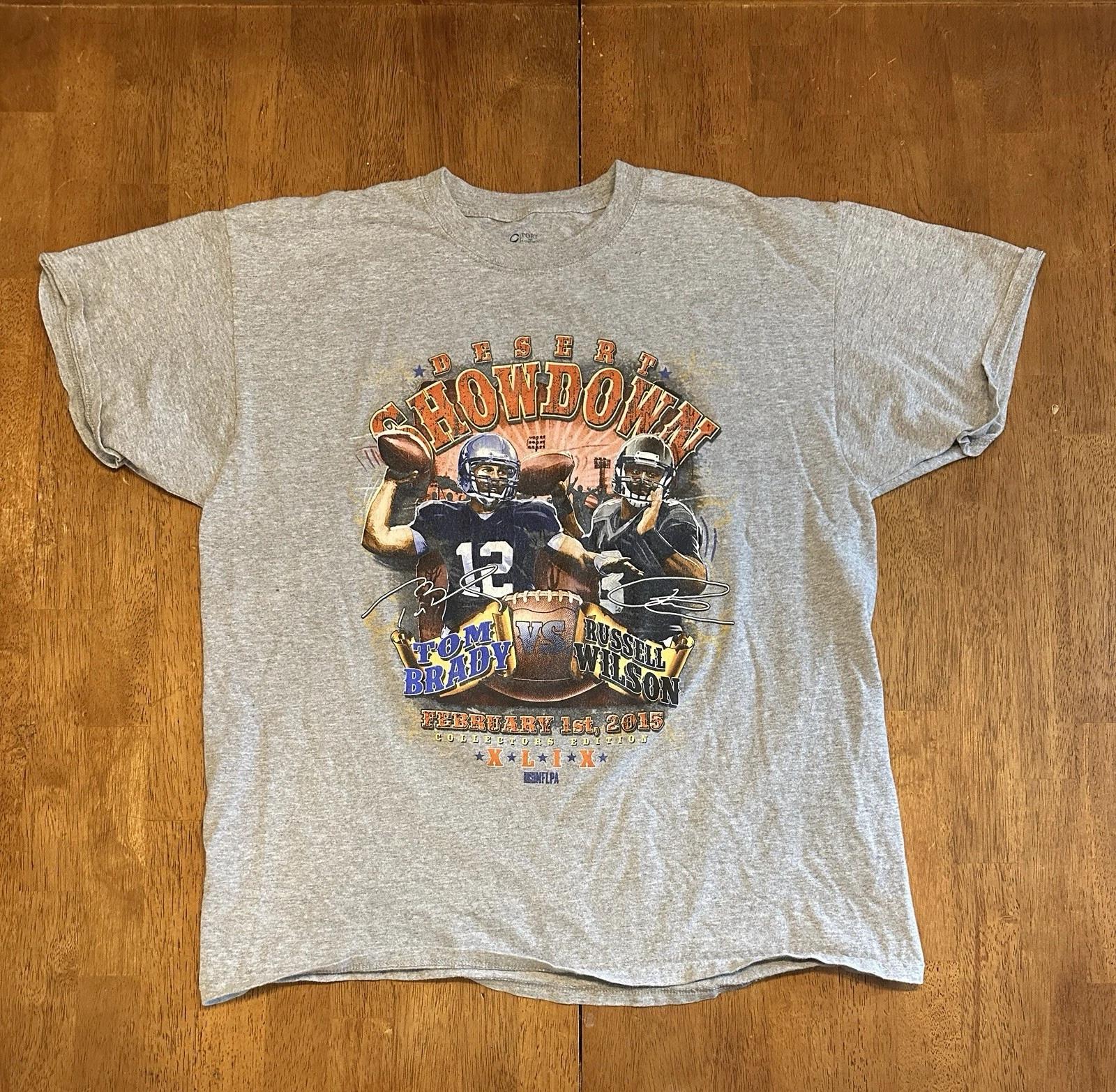 Tom Brady Russell Wilson Desert Showdown Graphic T Shirt XL Super Bowl 49 M