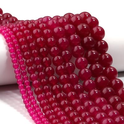 1 Strand Natural Purple Red Chalcedony Stone Beads 4 6 8 10 12mm Round Gemstone Beads for Jewelry Making DIY Bracelets Necklace