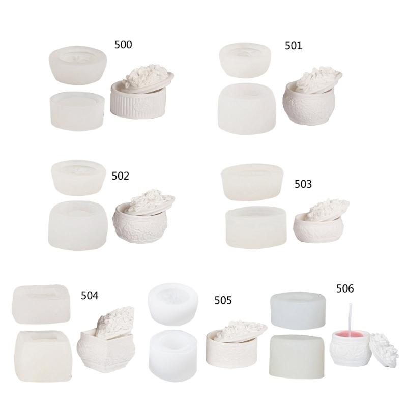 Rose Bottle Dripping Glues Mold Gypsum Ornaments Aromatherapys Candle Holder 3D Flowers Rose Storage Box Silicone Mold
