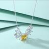 S925 silver natural stone angel wing necklace female niche high-end yellow zircon gemstone pendant sterling silver collarbone chain