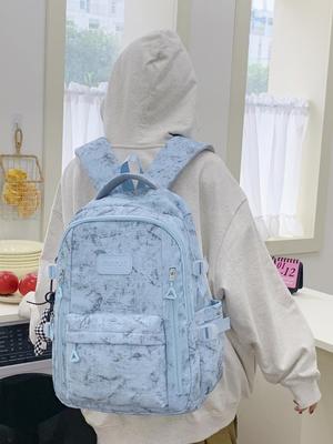 Mochila Leve Tie-Dye Japonesa para Estudantes - Grande Capacidade, Bolsa Casual de Ombro Duplo para Viagem e Escola