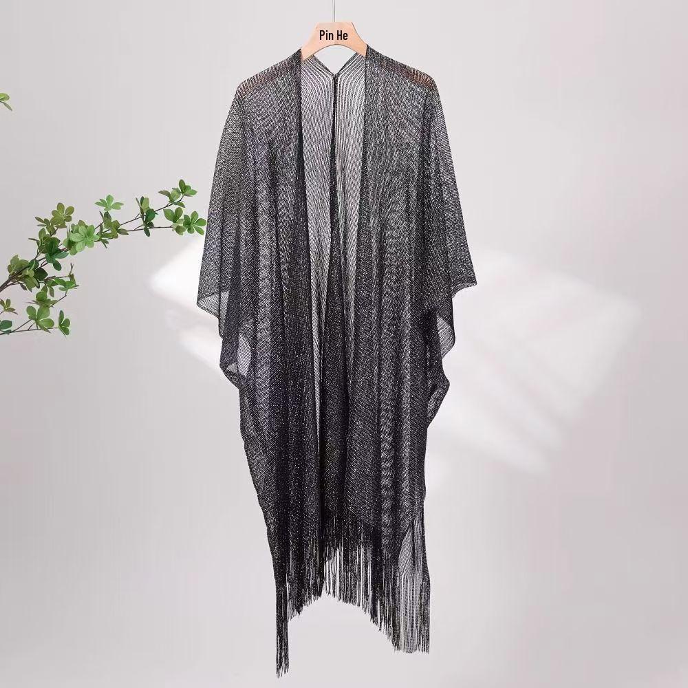 Elegant Versatile Fringe Shawl - Lightweight, Breathable, Stylish Sun Protection Cardigan