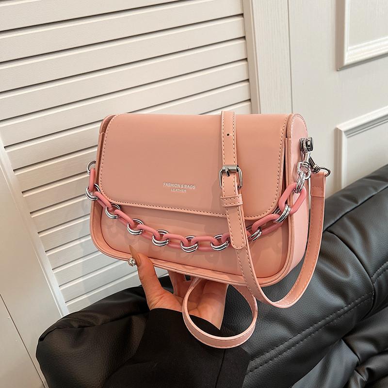 Trendy And Fashionable 2024 Spring New Minimalist Texture Shoulder Crossbody Bag розовый