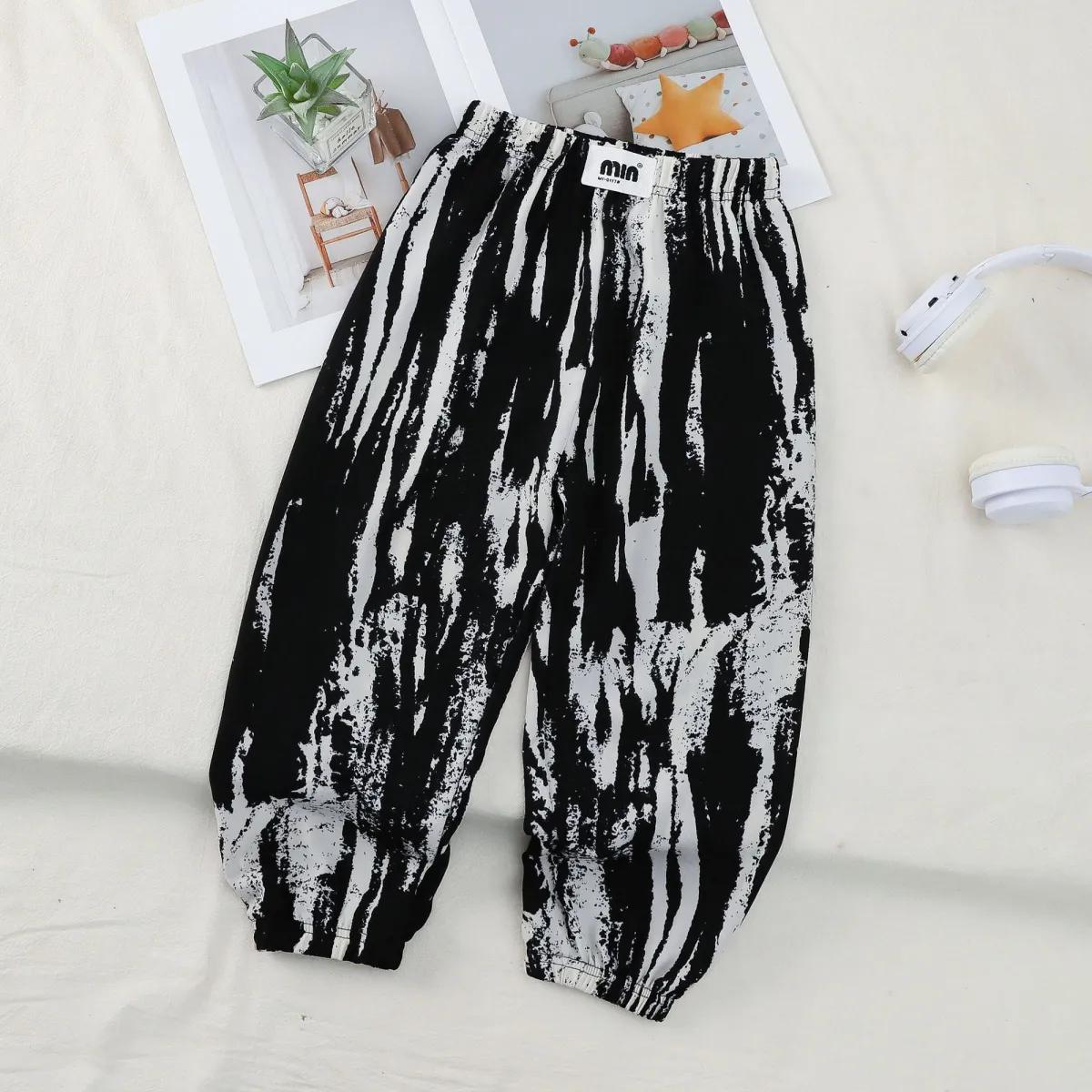 

Детские брюки, летние штаны из ледяного шелка с защитой от комаров для мальчиков, свободные тонкие повседневные штаны 110