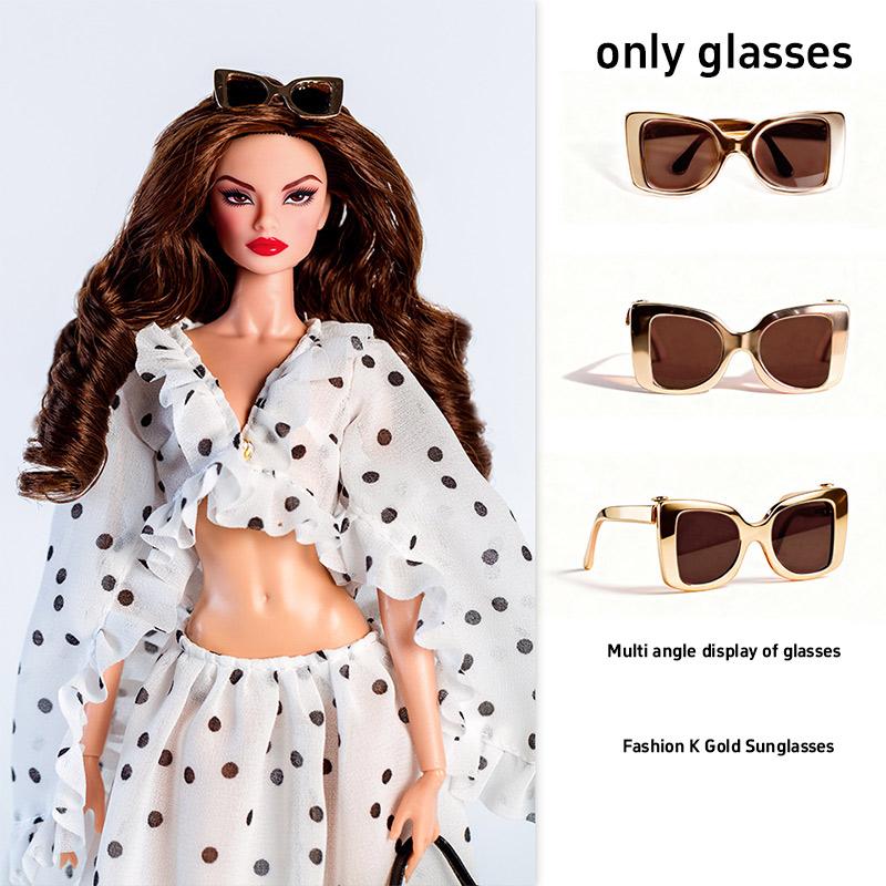 Original Design Fashion Futuristic Earring Necklace 30Cm Supermodel Doll Jewellery Accessories Sunset Amber Glasses For 1/6 Doll