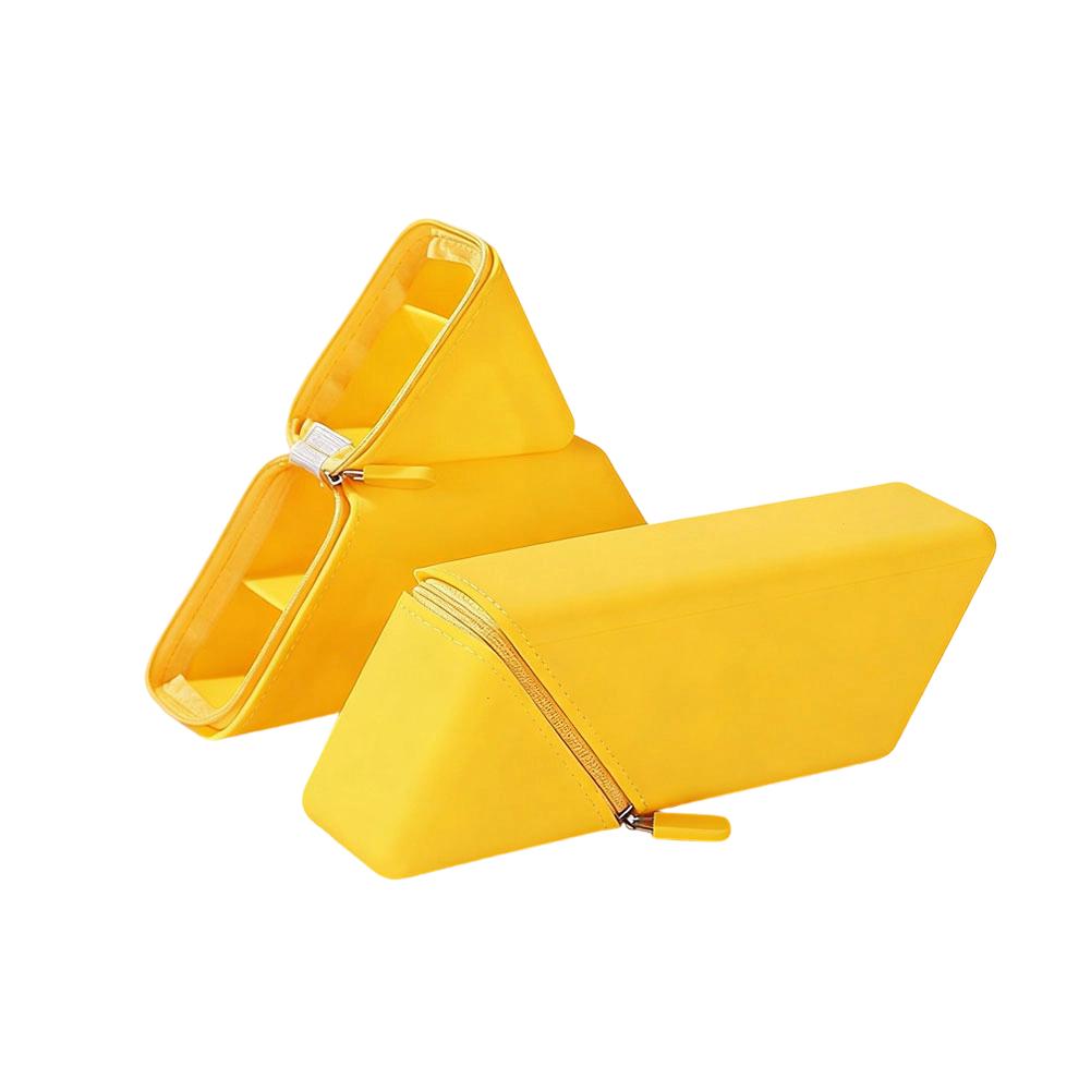 

1Pcs Silicone Pencil Case Gradient Rectangular Foldable Expandable Vertical Large Capacity Versatile Stationery Organizer For Students Office жёлтый