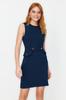 Women's Fashion Casual Sleeveless Mini Multicolor Tulle Fitted Body-Fitting Mini Gathered Zero Sleeve Flexible Knitted Dress