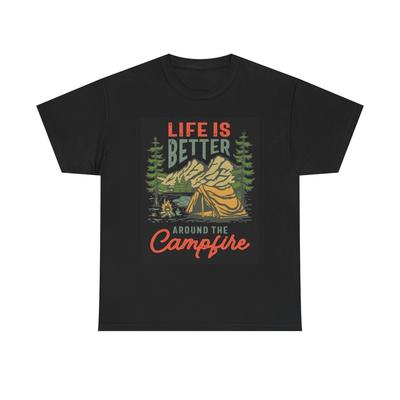 Das Leben ist besser mit einem Lagerfeuer Grafik T-Shirt Unisex Schweres Baumwoll-T-Shirt
