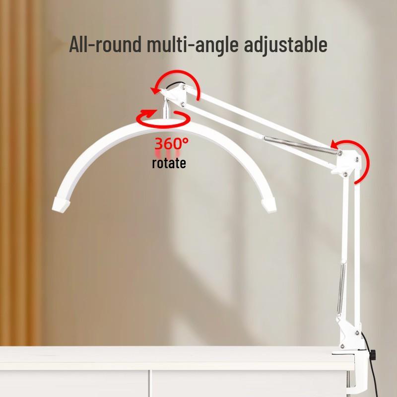 16" Half-Moon U-Shaped LED Clip-On Stand: Eye Protection & Permanent Makeup Fill Light.