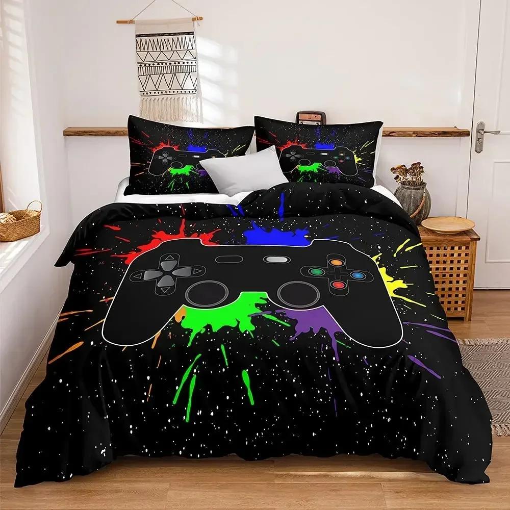 Gamer Bedding Sets for Boys Gaming Duvet Cover Set Video Games Comforter Cover Custom Designs Bed Set with Pillowcase