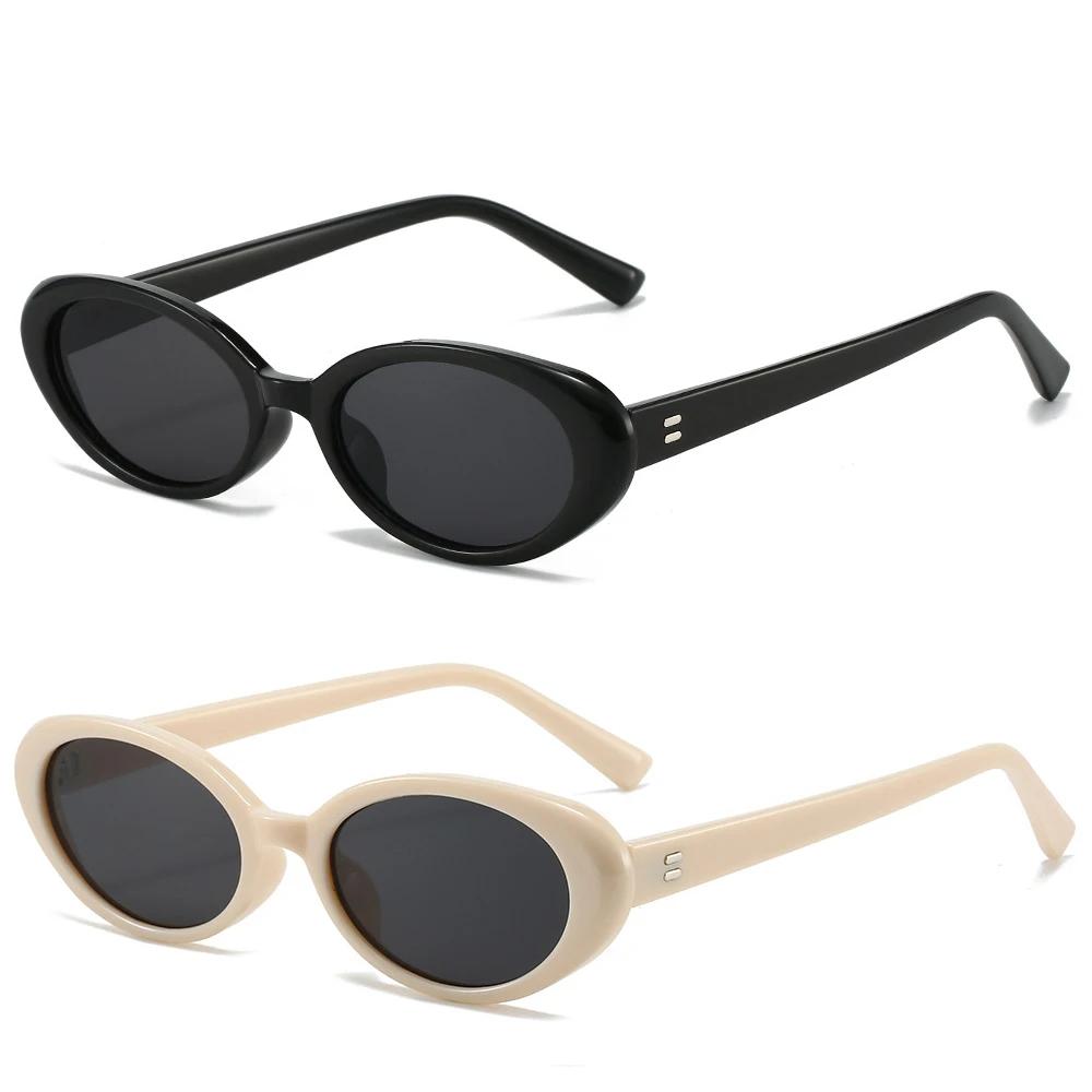Retro Oval Sunglasses for Women Men Fashion Small Oval Sunglasses 90s Vintage Shades 2 Pieces a Lot