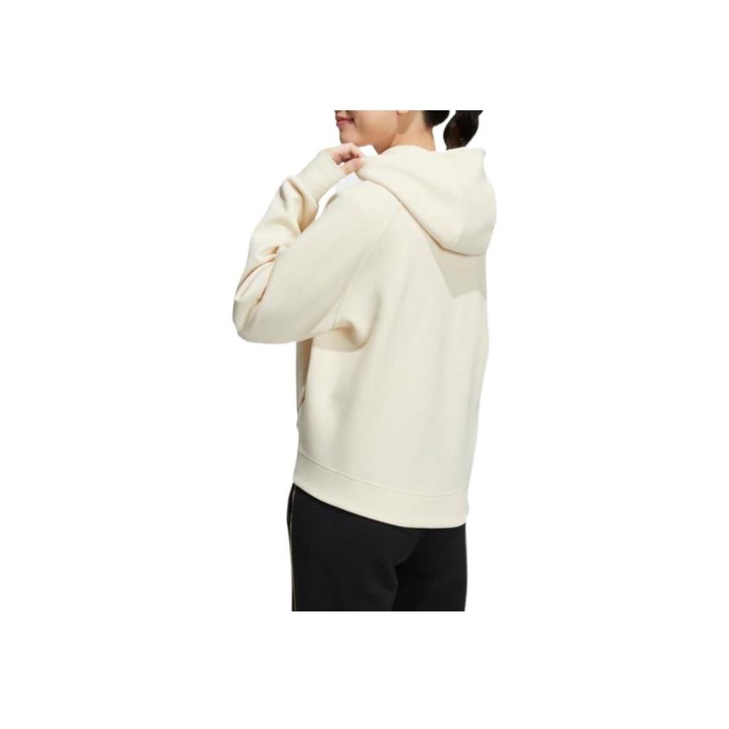 Adidas Logo Print Solid Color Zip-Up Hoodie Jacket Women Jackets Off-White HG1828