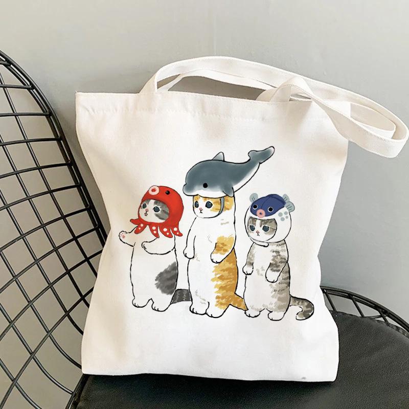 Kawaii Catshark Print Canvas Harajuku Shoulder Bag