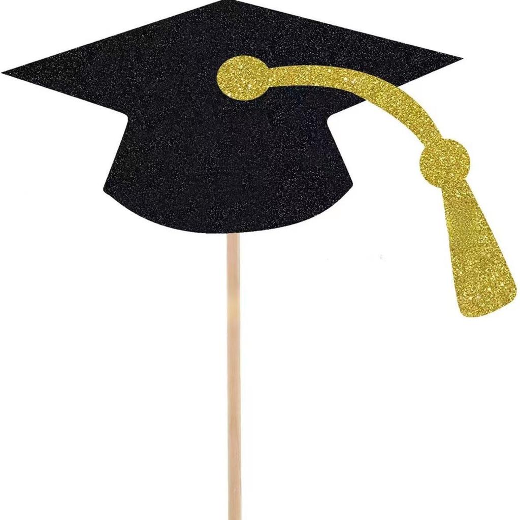 Graduation Cap Cake Toppers Set of 10 Graduation Party Decorations Dessert Picks Graduation Theme Cupcake Toppers for Celebration Events