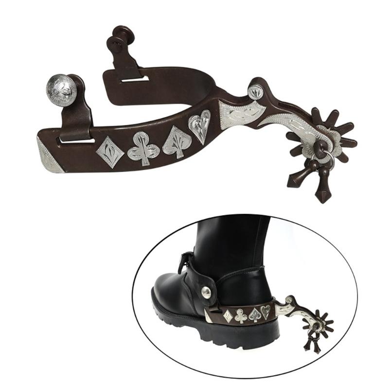 Western Horse Horsemanship Spurs Solid Metal Antique Styles Spurs Decorative German Silver Plated Bronze Spurs