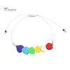 Cute Layered Cord Jewelry Colorful Hearts Bracelet, Handmade Braided String Adjustable Travel Vacation Wrist Accessory Heart Shaped Clay Beads