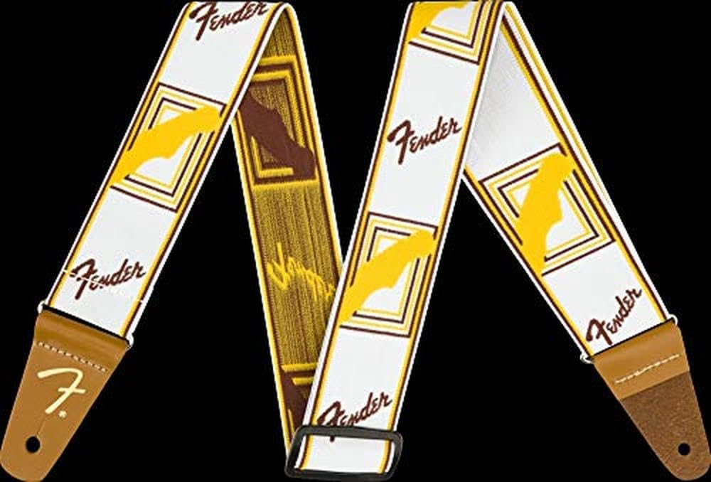Strap Monogrammed [Fender] Weighless™ 2" Strap, White/Brown/Yellow