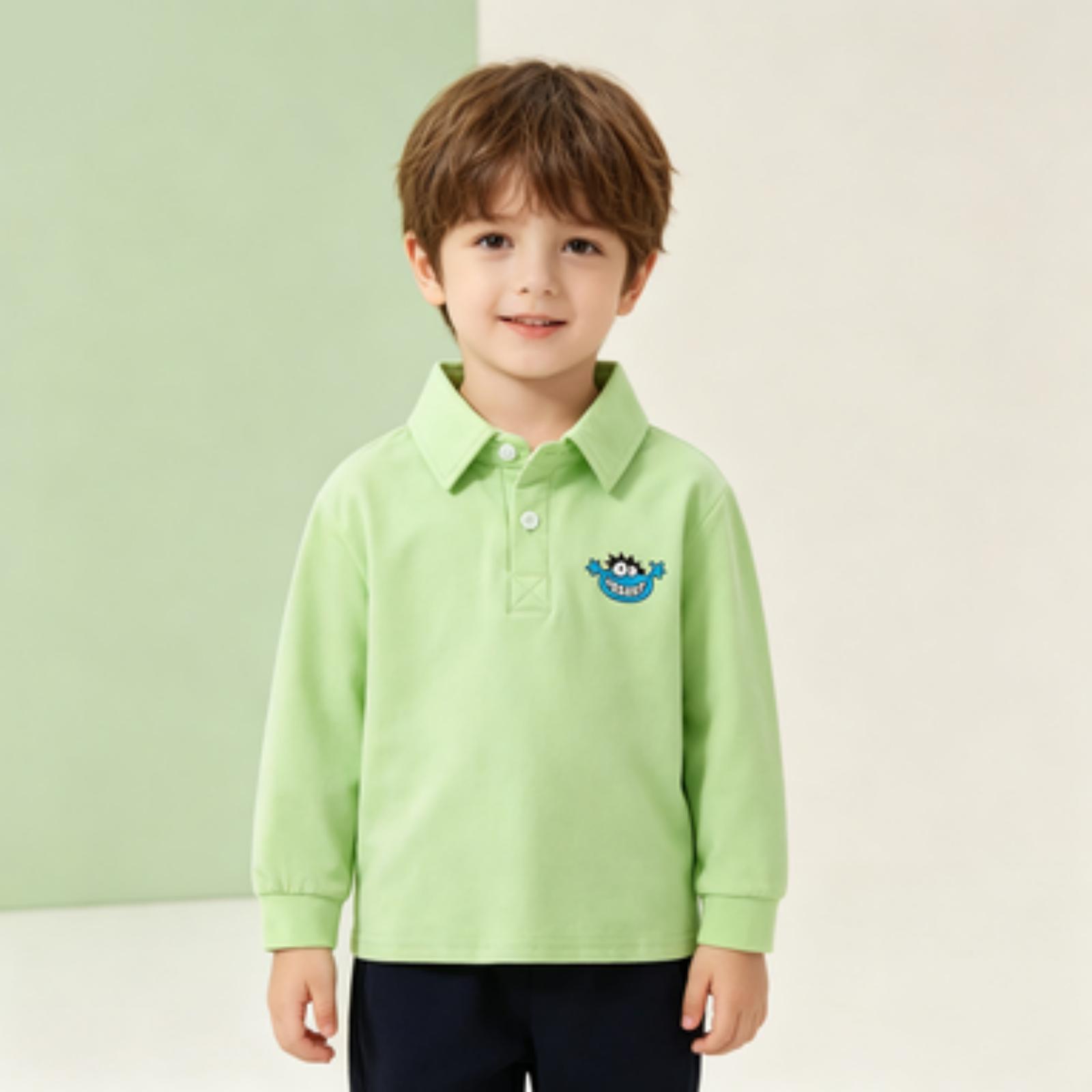 Boys Casual Long Sleeve Fall Shirt with Stand Collar and Animal Print 100