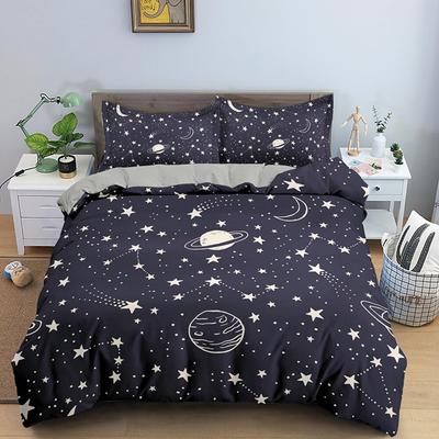 Three-Piece 3D Digital Printing Space Galaxy Constellation Quilt Cover