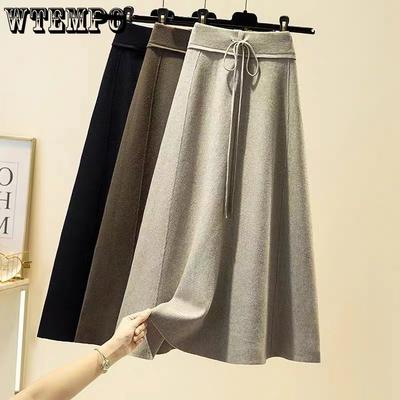 Autumn/Winter Knitted Half Skirt Autumn/Winter New Mid Length Large Swing Skirt Women's Skirt