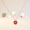 Fashion Jewelry 18K Gold Plated Clover Necklace Valentine's Day Gift Stainless Steel Heart Necklace for Girls