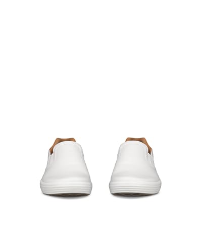 ECCO SOFT 7 M Men's Genuine Leather Slip-On Shoes, Size 25.5 Cm, 3E, White/Lion, 47083450104