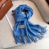 Womens Warm Thick Wool Blend Scarf Long Shawl With Tassels Winter Solid Color Fashion Accessory