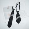 JK Women's No-Knot Black Stripe Academic Style Tie – Korean & Japanese School Uniform Accessory