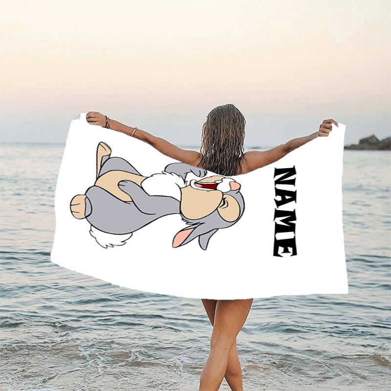 1pc Bambi1 Beach Towel with Custom Name, Beach/Swimming/Bath/Picnic/Camping Towel, Suitable for Seaside Beaches