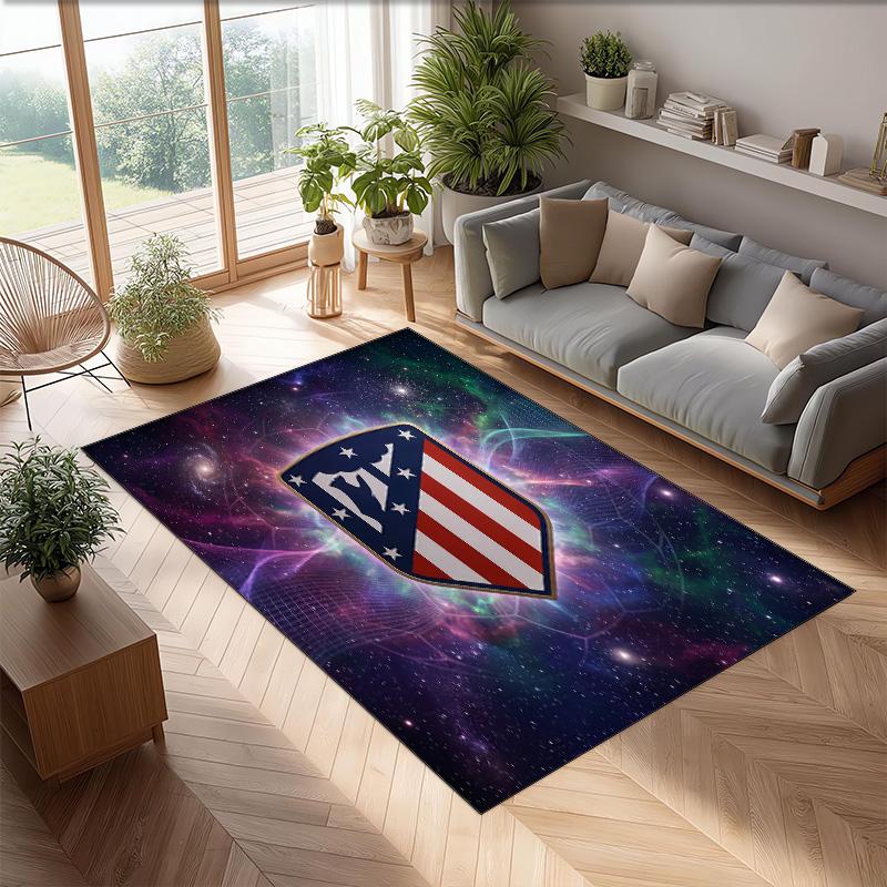 Atletico Madrid Printed Flannel Area Rug Non Slip Soft Polyester Floor Carpet Indoor Decor Mat for Bedroom Living Room Sofa Game Room Home Decoration