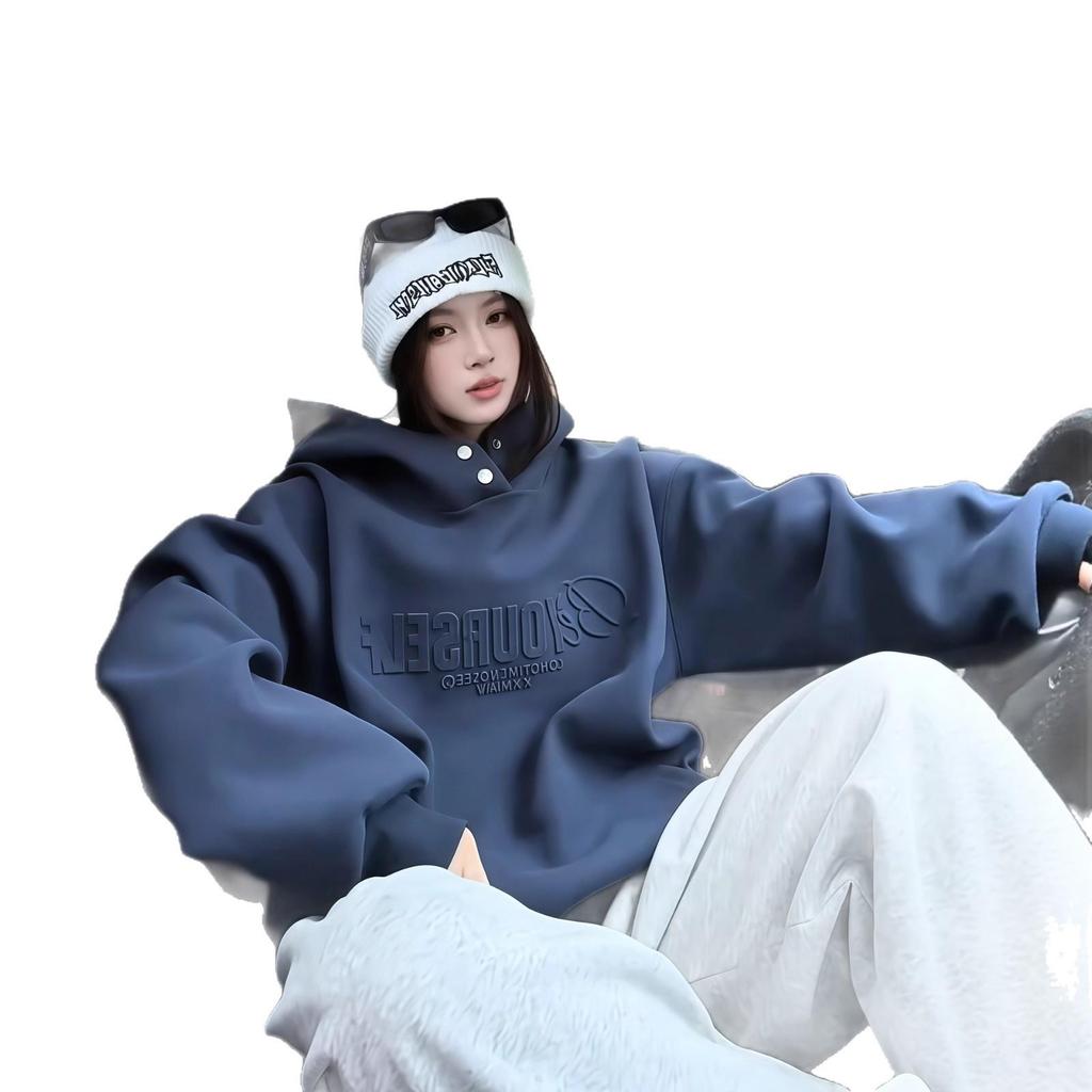 Quick Return Fleece-Lined Unisex Heavyweight Button-Up Hooded Sweatshirt