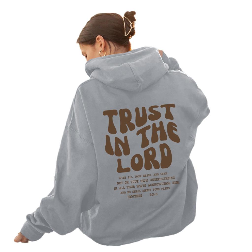 Autumn And Winter Women'S Shoulder Sleeves Trendy Brand Tm Letter Print Hooded Loose Fleece Sweater