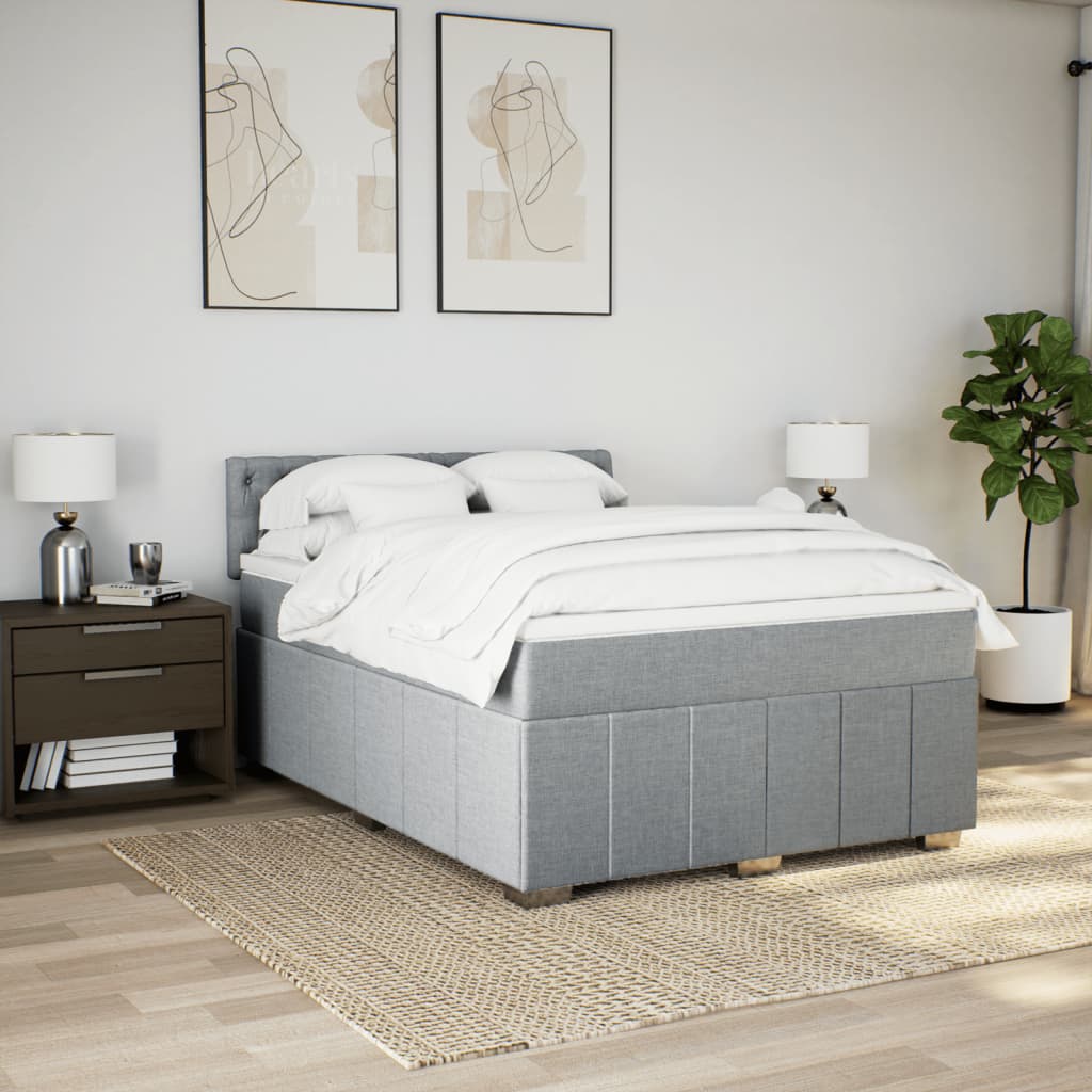 Vidaxl Letto Continentale Con Materasso, Grigio Chiaro 140X200 Cm, Tessuto