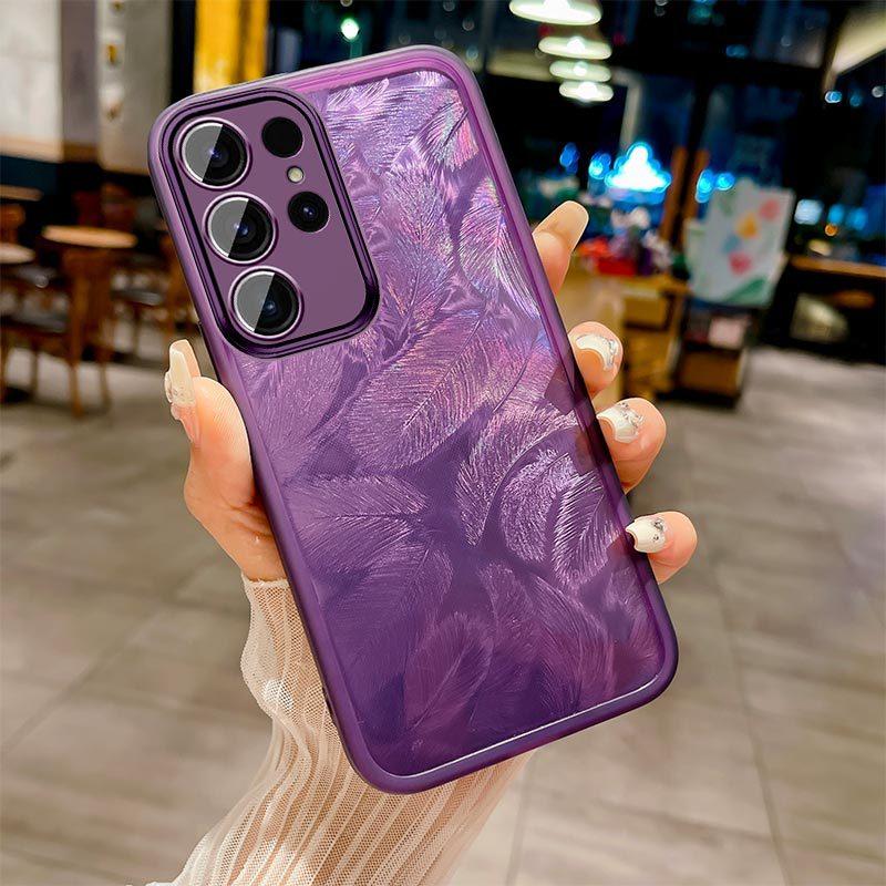 Applicable To Samsung S25ultra Mobile Phone Case S23 Transparent Feather S22 Lens All-inclusive S21 Anti-drop S20 Protective Case
