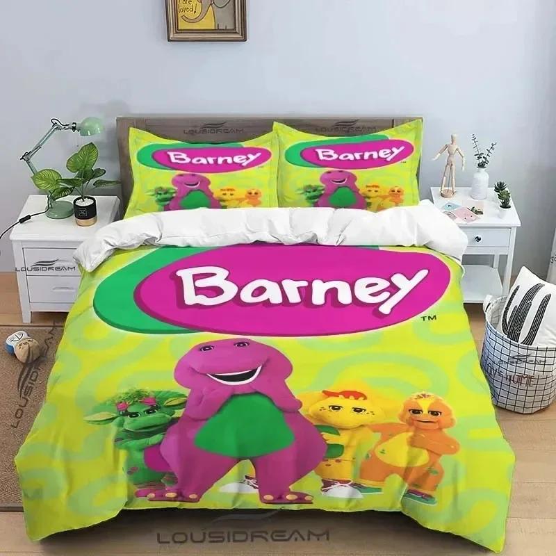 

Comforter Barney Friends Cute Cartoon Bedding Set Dinosaur Pattern Pillow Case Boys Bedroom Double King Size Comforter Gift Comforter (quilt)-EU Single(135*200cm)3pcs