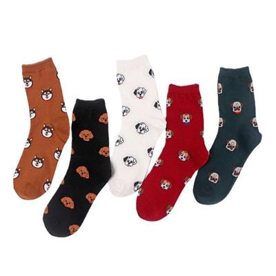3 Paare/los Niedlichen Tier Hund Gedruckt Socken Neuheit Cartoon Lustige Socke Strumpfwaren Frauen Socken Herbst Winter Baumwolle Socken
