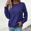 Maglione da donna autunnale casual, girocollo multicolor, manica lunga, jacquard, tinta unita