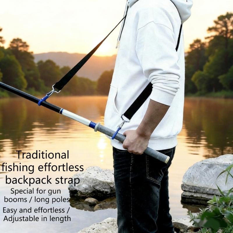 Multipurpose Fishing Rod Carry Strap Adjustable Length Fishing Poles Holder Strap Shoulder Belt Travel Tackle Carriers